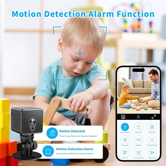 4K WiFi Mini Security Camera Wireless Indoor Home HD Small Outdoor Cameras Nanny Cam Portable Cams for House Pet Dogs Baby Office, Motion Detection Night Vision, Baby Monitor, App Control & SD Storage