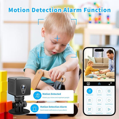 4K WiFi Mini Security Camera Wireless Indoor Home HD Small Outdoor Cameras Nanny Cam Portable Cams for House Pet Dogs Baby Office, Motion Detection Night Vision, Baby Monitor, App Control & SD Storage