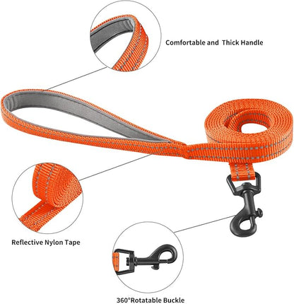 Dog Harness and Leash Set, No Pull Soft Mesh Puppy Harness for Small Medium Dogs, Cats - Step in Reflective Breathable Lightweight Vest Harness for Walking, Training - Orange, L