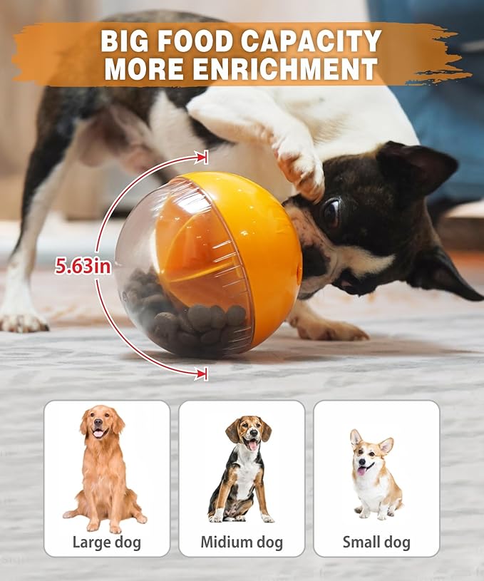 Interactive Dog Treat Toy, Mental Stimulation and Enrichment, Orange