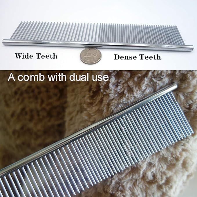 Fur Grooming Comb,Metal Comb Stainless Steel Dog Cat Neccessories