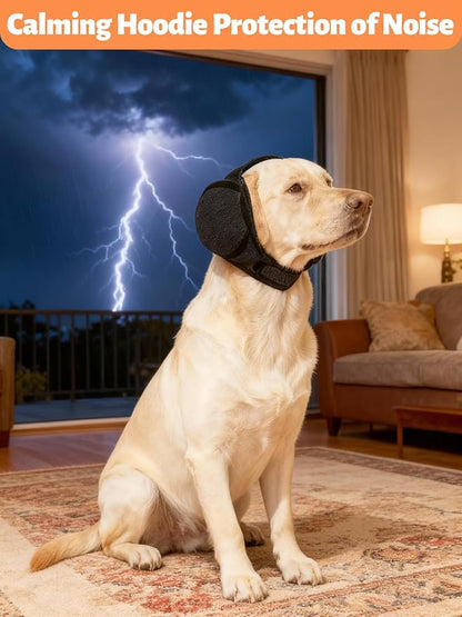 Dog Ear Muffs Noise Protection, Hoodie Calming Cap for Anxiety Relief – Waterproof & Dirt-Resistant with Adjustable Magic Tape for Bathing, Grooming, Fireworks & Swimming, Grey L 2-Pack