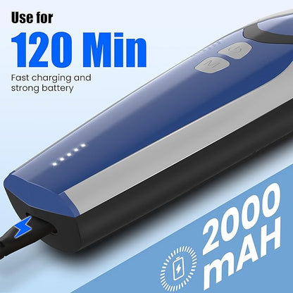 Cordless Cat & Dog Shaver, 5 Speed Low Noise Hair Clippers, Metal Blade & 8 Ceramic Comb Trimmer, Blue