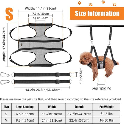 Ownpets Pet Grooming Hammock, Dog Grooming Hammock with Carabiners, Breathable Pet Grooming Harness Sling for Grooming, Hair Nail Trimming Cutting & More, S