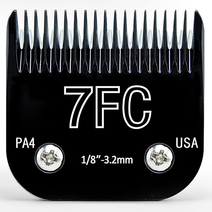 Dog Grooming Blades, Size-7FC, Compatible with Andis Cut Length 1/8"，Compatible with Oster A5, fit for Wahl KM Series Pet Detachable Clippers, Made of Ceramic & Stainless Steel Blade, Black