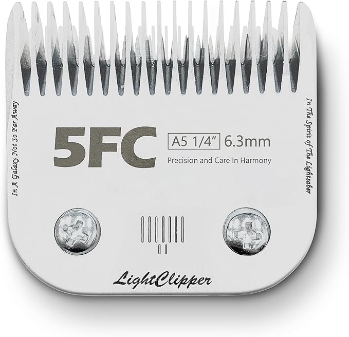 Detachable Ultra Edge Dog Clipper Blade - Constructed of Carbonized Steel, Resists Heat and Rust with Long-Lasting Sharp Edges - A5 Series (5FC: 1/4" (6.3MM))