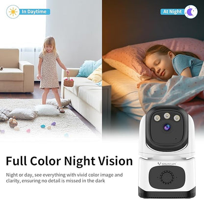 VSTARCAM Indoor Security Camera with Smoke Detection, 2K UHD Smoke Detector Camera, Motion Detection, Auto Tracking, Color Night Vision, 2-Way Audio, Cloud & SD Card Storage(up to 256GB)