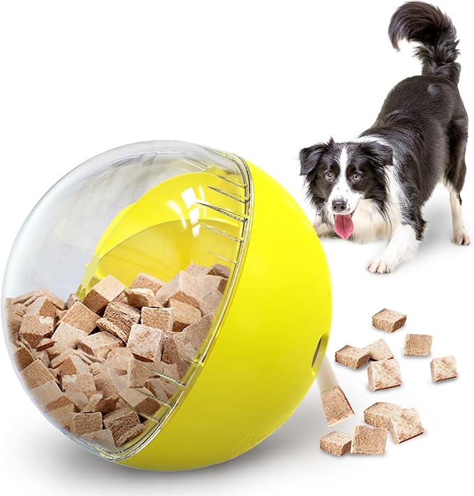 Interactive Dog Treat Toy, Mental Stimulation and Enrichment, Yellow