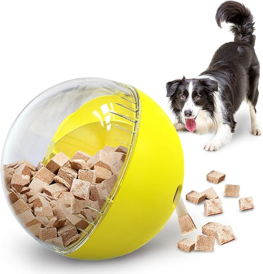 Interactive Dog Treat Toy, Mental Stimulation and Enrichment, Yellow