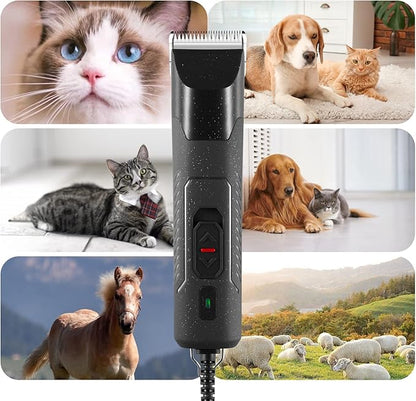 Dog Grooming Clippers, Professional Dog Clipper for Thick Coat Low Noise with Guard Combs Brush,2 Speeds Heavy Duty Design for Thick Heavy Coats,Dogs,Cats,Sheep Animal Haircut