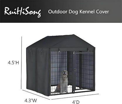 Outdoor Dog Kennel Cover,Full Coverage for 4'Dx4.3'Wx4.5'H Dog Cages,600D Heavy Duty Waterproof Large Dog Kennel Cover,(Cover Only)