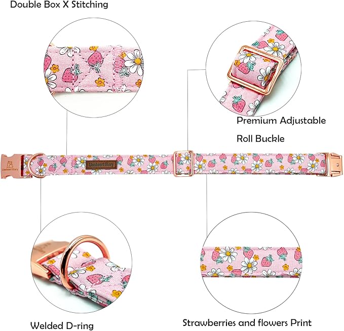 Lionheart glory Dog Collar Pink Dogs Collar Spring Summer Cute Collars Dog Female Soft Durable Adjustable Dog Collars for Medium Dogs Pet Gift
