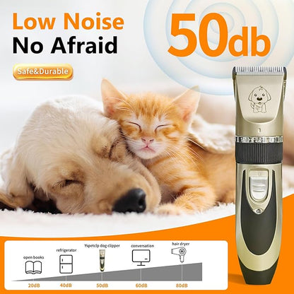 Dog Clippers Cat Clippers for Grooming with Narrow Blade Low Noise, Rechargeable, Cordless, Pet Shaver for Matted Hair, Quiet Trimmer Pet Hair Thick Coats, for Dogs, Cats, Rabbits