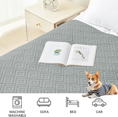 hyha Waterproof Dog Blanket, Soft Pet Bed Blankets, Waterproof Sofa Couch Cover for Dogs Washable, Reversible Pet Couch Covers for Sofa Furniture (68x82 Inch, Grey/Dark Grey)