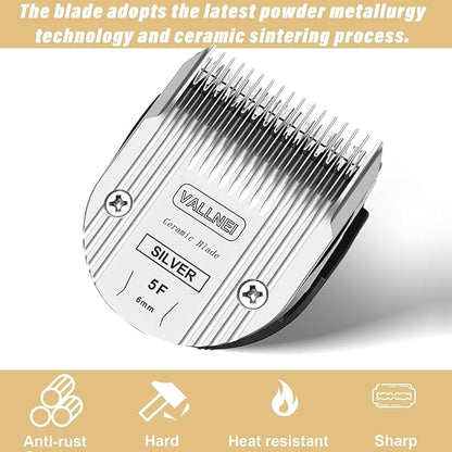 Detachable Adjustable Pet Dog Grooming Clipper 5-in-1 Blade Compatible with WAHL Professional Animal Blade Arco, Bravura, Chromado, Creativa, Figura, and Motion Pet, Dog, and Horse Clippers(5F)