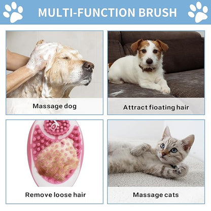 WishLotus Pet Bath Brush, Puppy Massage Brush with Shampoo Dispenser Pet Grooming Tool for Small Animals Soft Silicone Dog Shower Brush for Long Short Haired Dog and Cat Washing (Green)