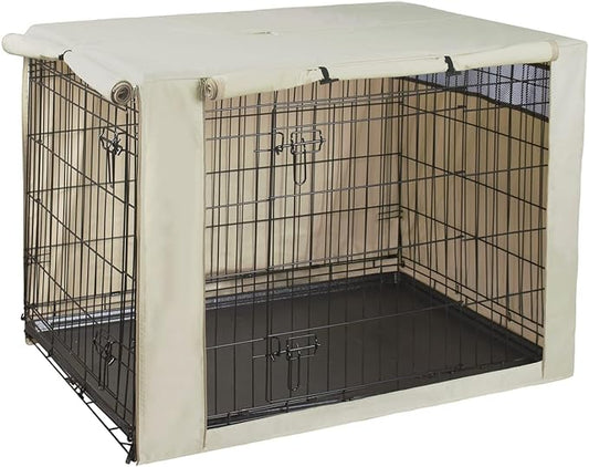 HiCaptain Polyester 24in Dog Crate Cover - Durable Windproof Pet Kennel Cover for Wire Crate Indoor Outdoor Protection (24 inches, Light Tan)