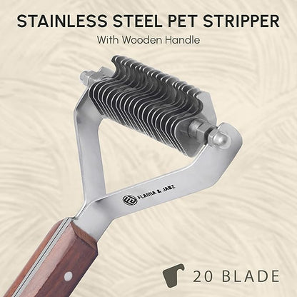 Flamia & Jabz Undercoat Rake for Dogs & Cats, Dematting Grooming Stripper Tool (20 Blades)