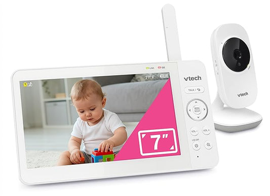 VTech Video Baby Monitor with 7" Color LCD Screen, Portable, Long Battery Life, Clear Audio/Video Quality, Secure Tranmission, No Wi-Fi, 2-Way Audio, Temperature Sensor, Travel Monitor: 819 Max