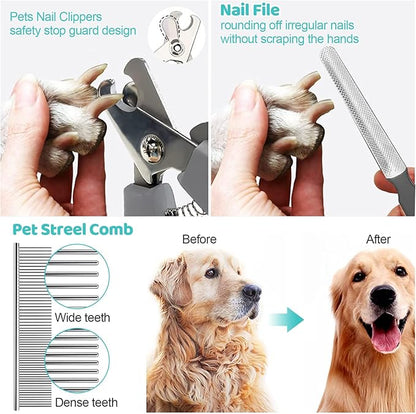 Pet Grooming Hammock, Dog Restraint Harness with Nail Clippers/Trimmer/Nail File/Comb, Cute Printed Dogs Sling Hanger for Nail Trimming Grooming (XXL)