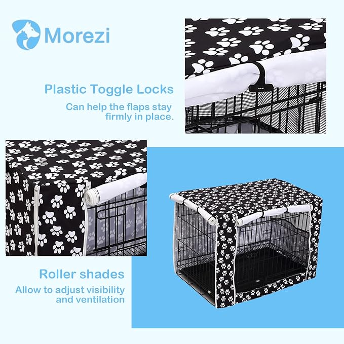 Dog Crate Cover Kennel Dogs Covers fits Small Medium Large crates cage Heavy Nylon Waterproof soundproof Indoor Outdoor - Cover only - Black paw - 30 inch