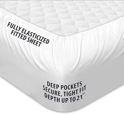 COONP Twin Mattress Topper, Extra Thick Pillowtop, Cooling Plush Mattress Pad Cover Cotton Top Bed Topper Protector with 8-21 Inch Deep Pocket