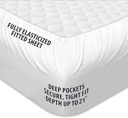 COONP Full XL Mattress Topper, Extra Thick Pillowtop, Cooling Plush Mattress Pad Cover Cotton Top Bed Topper Protector with 8-21 Inch Deep Pocket