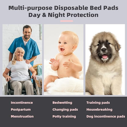 MKISS Oversized Bed Pads 40" x 60"(40 Counts), Heavy Duty Ultra Absorbent Underpads, Chucks Pads Disposable for Adults, Children, Babies, Elderly and Pets