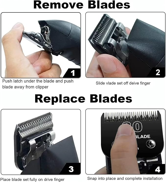 Detachable Pet Dog Grooming Blades of Stainless Steel,Compatible with Andi-s,Oster-A5,Wahl KM-10 Series, 10+30+40+7FC+5FC+4F+3-3/4FC（7 counts）