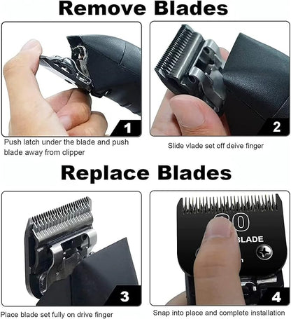 Detachable Pet Dog Grooming Blades of Stainless Steel,Compatible with Andi-s,Oster-A5,Wahl KM-10 Series, 10+30+40+7FC+5FC+4F+3-3/4FC（7 counts）