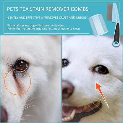 Fine Tooth Metal Comb for Removing Lice and Tear Stains, 2Pcs for Dogs, Cats, and Small Pets