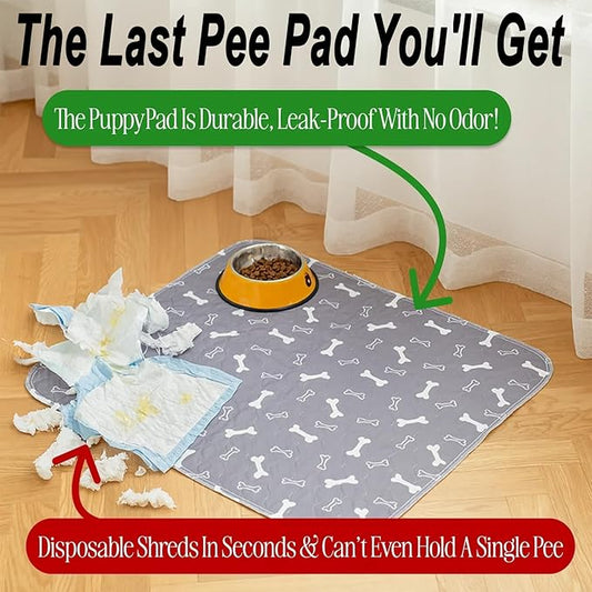 Puppypad.com Pee Pad, Washable Puppypad with Pheromones, Reusable Puppypad Brand Puppy Pad Mats- The Last Pee Pad You'll Get, Leak-Proof Pet Training Rug for Dogs Indoor Use (A, L(31×35in))