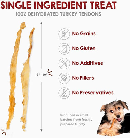Riley's Turkey Tendons for Dogs Made in The USA & Sourced in The USA - Single Ingredient Dog Treats - All Natural Turkey Tendon Chews for Dogs - 4 oz