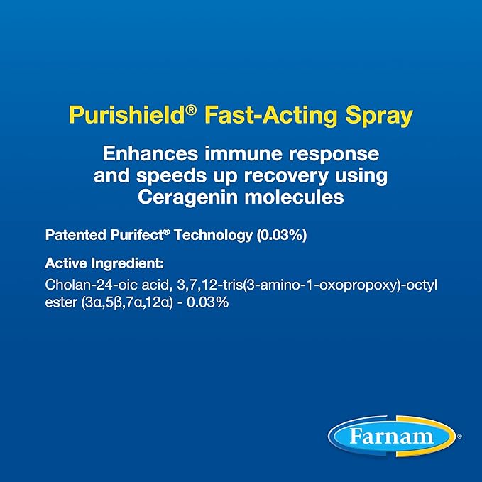 Farnam Purishield Horse Wound Care Fast-Acting Spray for Horses, Dogs, Cats & Livestock, 24-Hour Protection*, Cleans, Treats and Promotes Healing*