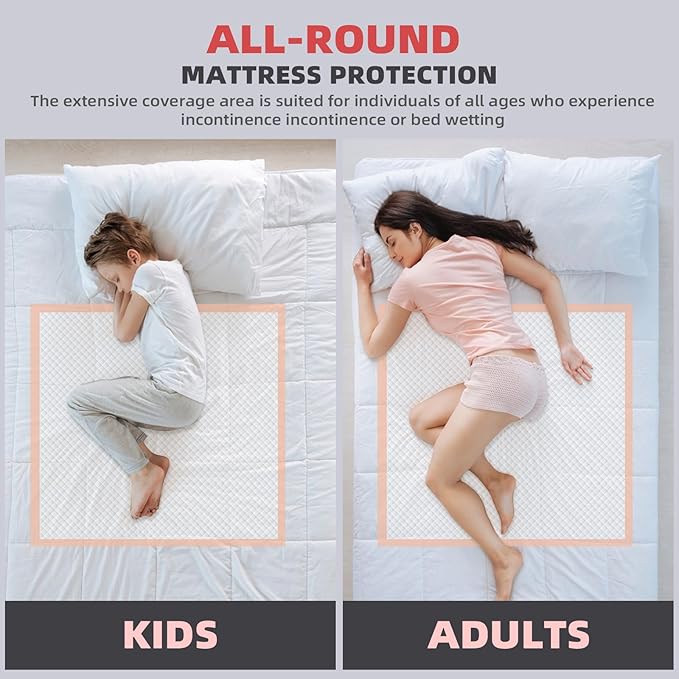 MKISS Oversized Bed Pads 40" x 60"(40 Counts), Heavy Duty Ultra Absorbent Underpads, Chucks Pads Disposable for Adults, Children, Babies, Elderly and Pets