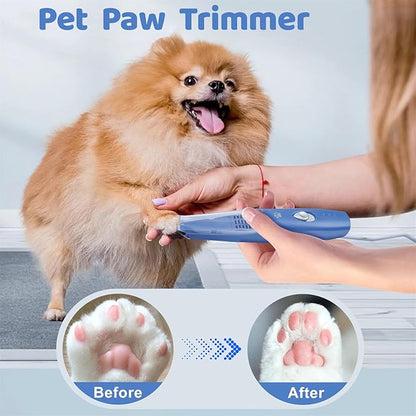 Dog Cat Home Hair Clipper Vacuum Portable Electric USB Rechargeable Pet Grooming Tools,Blue