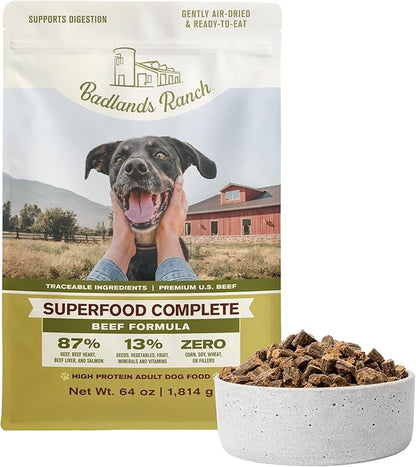 Superfood Complete, Air-Dried Adult Dog Food - High Protein, Zero Fillers, Superfood Nutrition by Katherine Heigl (64 oz., Beef Formula)