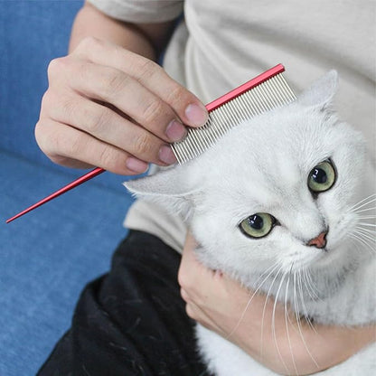 Cat & Dog Grooming Comb - Rat Tail Design with Rounded Ends for Safe Dematting, Hairstyling & Tangle Removal