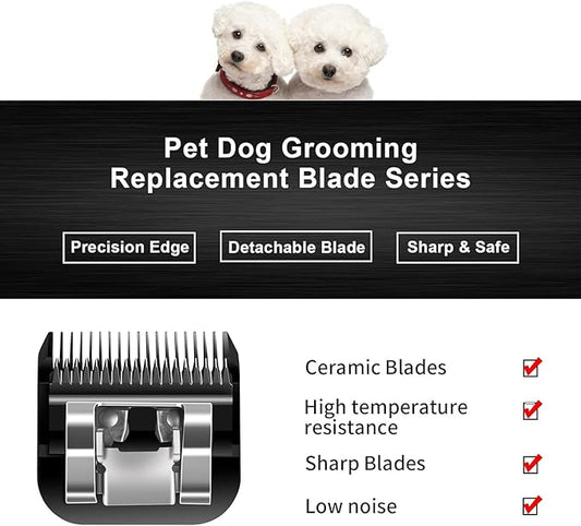 4F Blades Dog Grooming Blades Compatible with Andis/Oster A5/Wahl KM-10 Series Dog Clippers,Detachable Clipper Replacement Blade,Black(4FC/3PCS)