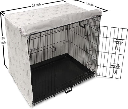 Lunarable Sail Boat Dog Crate Cover, Heart Patterned Sail with Anchor Ships Transportation Nautical, Easy to Use Pet Kennel Cover for Cats & Medium Dogs, 24 Inch, Blush Black White