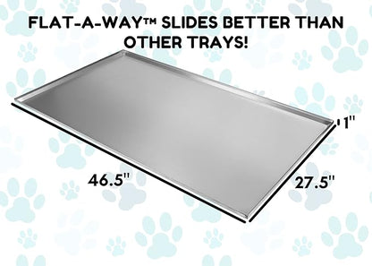 Red Hound Auto Metal Replacement Tray for Dog Crate 46.5 x 27.5 Inches Flat-A-Way Heavy Duty Galvanized Steel Kennel Cage Pan Leakproof Liner Chew Proof Compatible with Midwest iCrate, New World More