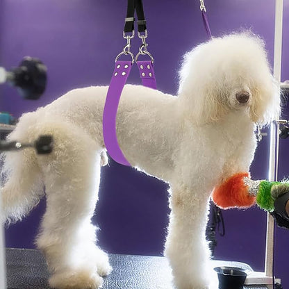 Pet Dog Grooming Belly Straps - Pet Dog Grooming Loops Purple Groomer Belly Support Band 2" Wide Waterproof Strong PVC Belly Loop Grooming Restraint for Pet Bathing Grooming (Purple-Short)
