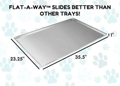 Red Hound Auto Metal Replacement Tray for Dog Crate 35.5 x 23.25 Heavy Duty Stainless Steel Chew Proof Kennel Cage Pan Leakproof Liner