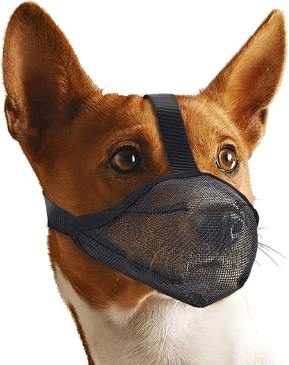 Mesh Dog Muzzle for Extra Large Sized Dogs, Whongkidz Air Mesh Basket Muzzle with Adjustable Straps Full-Covered Dog Mouth Guard Breathable No Biting Barking Chewing Licking (Black, XL)