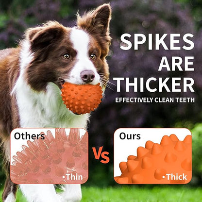 Apasiri Peanut Flavor Dog Ball, Indestructible Dog Toy for Aggressive Chewers, Large Breed, Squeaky, Rubber, Orange