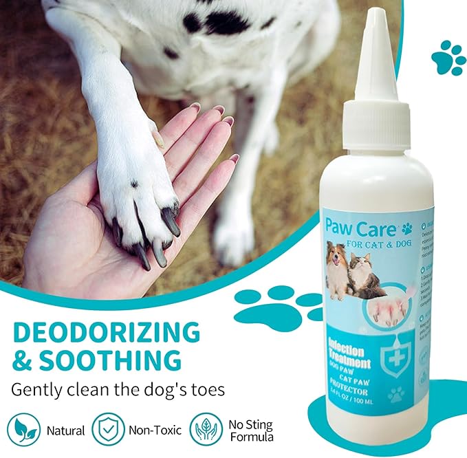 Itch Relief Dog Paw Cleaner, Dog Licking Paws Treatment, 3.4oz Dog Paw Cleaning Solution, Dog Foot Cleaner, No Rinse Pet Toes Drops Safe Cat Cleanser Care for Cleaning Grooming