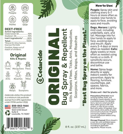 Cedarcide Original & Tickshield Family Pack | Natural Cedar & Lemongrass Oil Bug Spray | Eco-Friendly, Family-Safe Flea & Tick Repellent | Pack of 4, 1oz Spritzers