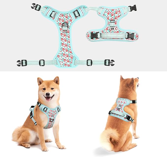 Timos Dog Harness,NO Need Go Over Dogs Head 3 Snap Buckles Pet Harness with 2 Leash Clips,Adjustable Soft Padded No-Pull,Reflective No-ChokeOxford Vest for Small Medium Large Dogs,X-Large(Packof1)