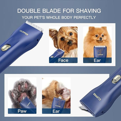 Handy & Powerful Long Lasting Pet Electric Hair Trimmer Kits Waterproof Cordless Rechargeable Grooming Shavers for Small Dogs and Cats