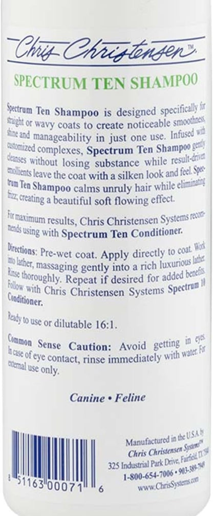Chris Christensen Spectrum Ten Dog Shampoo, Groom Like a Professional, Gentle Cleansing, Gorgeous Shine, Made in USA, 473ml